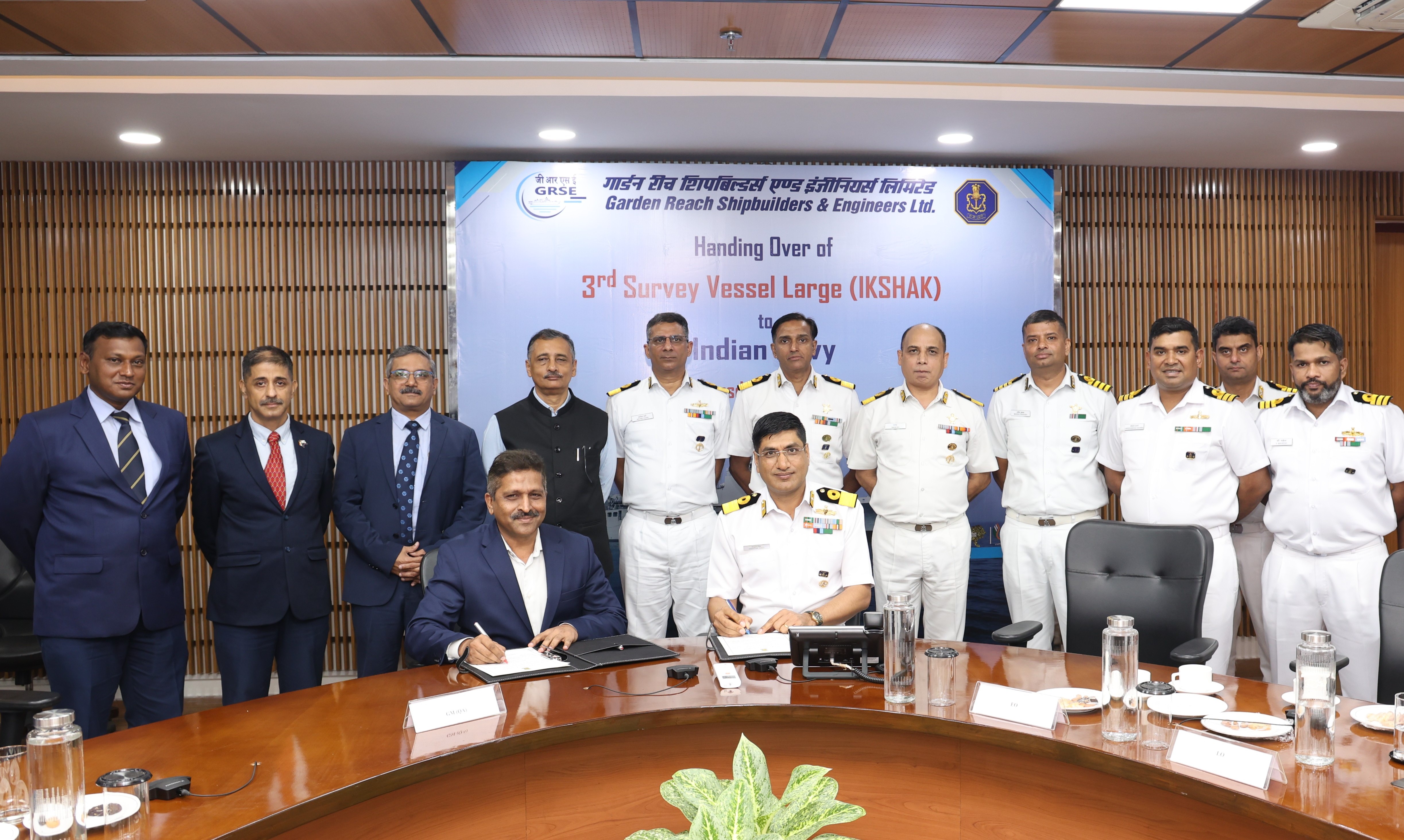 Proud Moment for GRSE Ahead of Independence Day: Hands Over its 113th Warship Survey Vessel (Large) �Ikshak� to Indian Navy